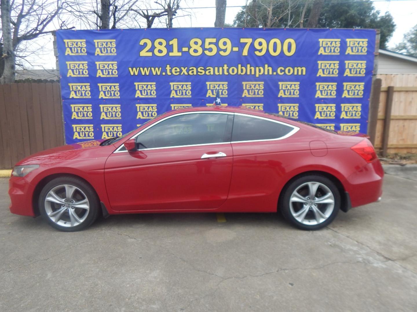 2012 RED HONDA ACCORD EX-L V6 Coupe AT (1HGCS2B83CA) with an 3.5L V6 SOHC 24V engine, 5-SPEED AUTOMATIC transmission, located at 16710 Clay Rd., Houston, TX, 77084, (281) 859-7900, 0.000000, 0.000000 - Low Donw. Low Payments. - Photo#0