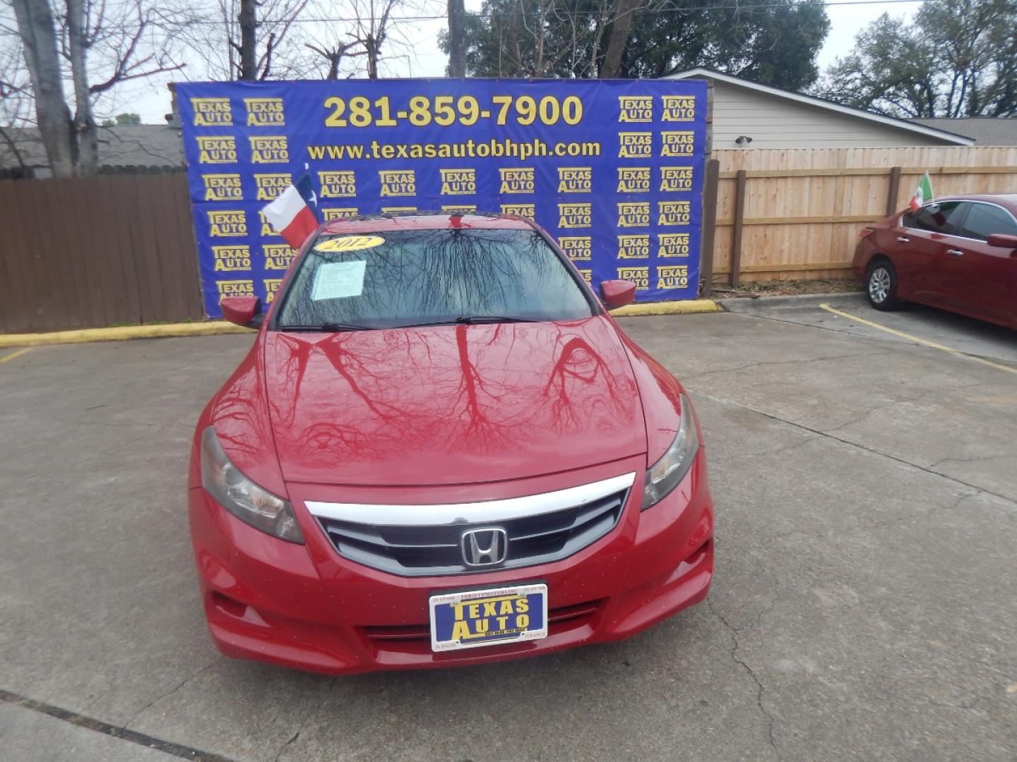 2012 RED HONDA ACCORD EX-L V6 Coupe AT (1HGCS2B83CA) with an 3.5L V6 SOHC 24V engine, 5-SPEED AUTOMATIC transmission, located at 16710 Clay Rd., Houston, TX, 77084, (281) 859-7900, 0.000000, 0.000000 - Low Donw. Low Payments. - Photo#1