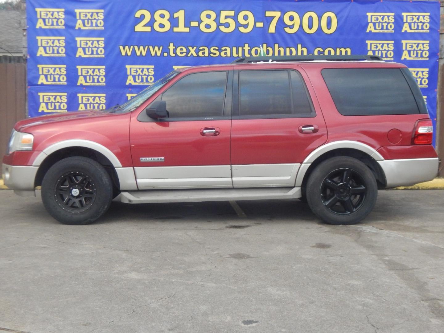 2008 RED FORD EXPEDITION Eddie Bauer 2WD (1FMFU17578L) with an 5.4L V8 SOHC 16V engine, 6-SPEED AUTOMATIC transmission, located at 16710 Clay Rd., Houston, TX, 77084, (281) 859-7900, 0.000000, 0.000000 - Low Donw. Low Payments. - Photo#0