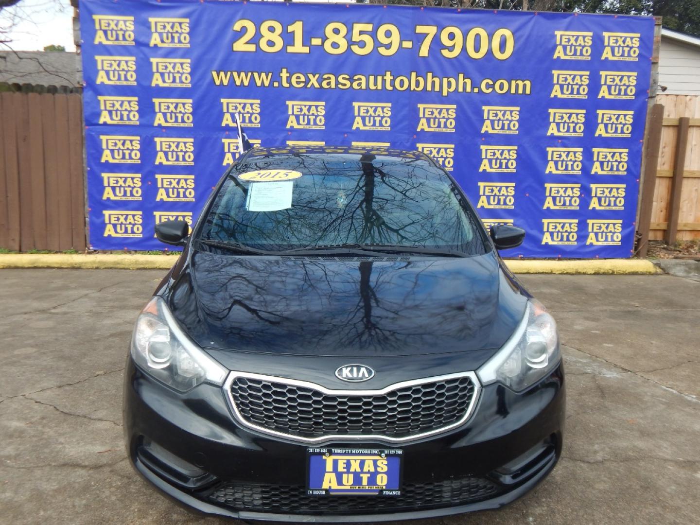 2015 BLACK Kia Forte LX (KNAFK4A64F5) with an 1.8L L4 DOHC 16V engine, located at 16710 Clay Rd., Houston, TX, 77084, (281) 859-7900, 0.000000, 0.000000 - Low Donw. Low Payments. - Photo#1