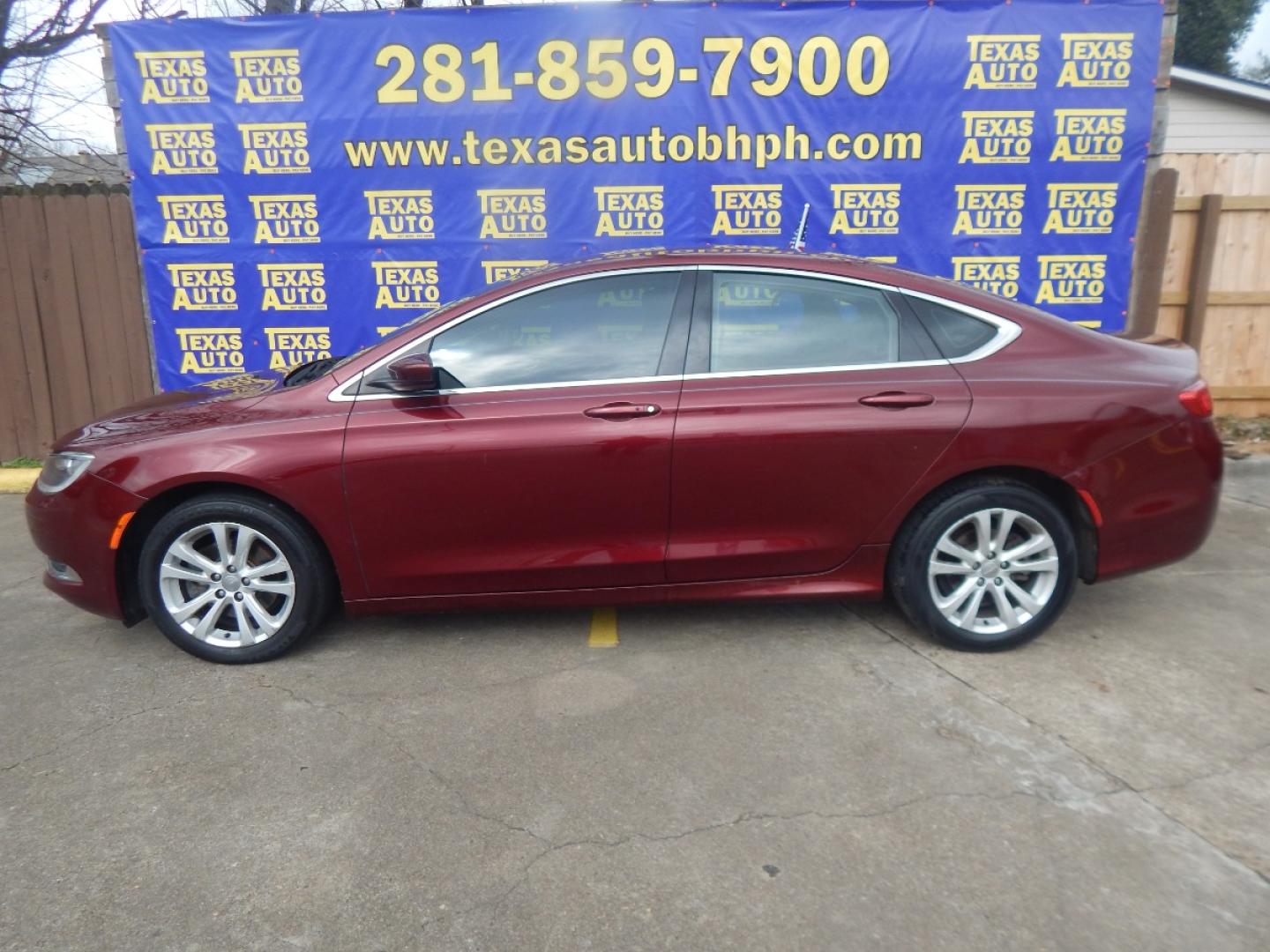 2015 RED Chrysler 200 Limited (1C3CCCAB6FN) with an 2.4L L4 DOHC 16V engine, 9-Speed Automatic transmission, located at 16710 Clay Rd., Houston, TX, 77084, (281) 859-7900, 0.000000, 0.000000 - Low Donw. Low Payments. - Photo#0