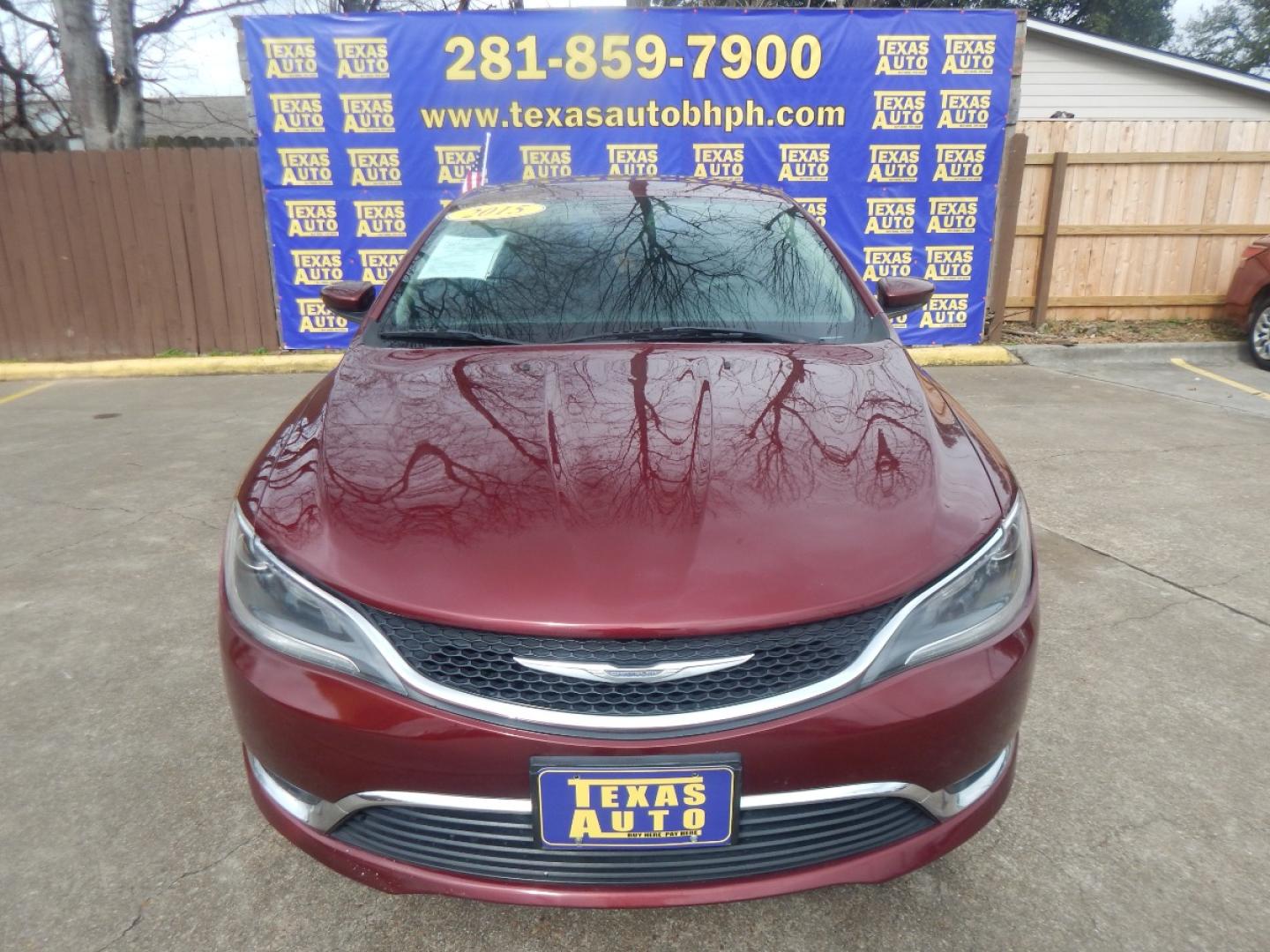 2015 RED Chrysler 200 Limited (1C3CCCAB6FN) with an 2.4L L4 DOHC 16V engine, 9-Speed Automatic transmission, located at 16710 Clay Rd., Houston, TX, 77084, (281) 859-7900, 0.000000, 0.000000 - Low Donw. Low Payments. - Photo#1