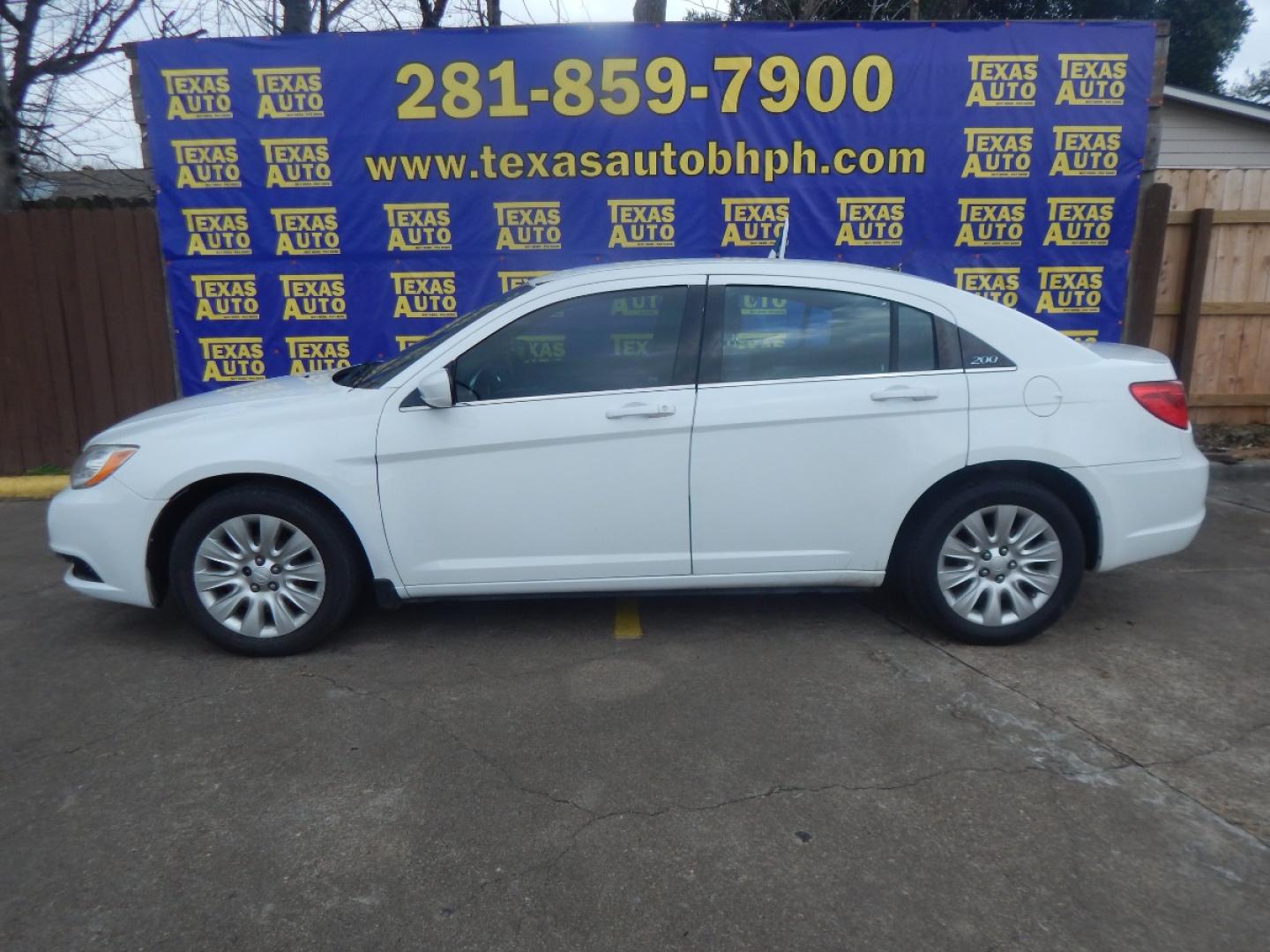 2014 WHITE Chrysler 200 LX (1C3CCBAB6EN) with an 2.4L L4 DOHC 16V engine, 6-Speed Automatic transmission, located at 16710 Clay Rd., Houston, TX, 77084, (281) 859-7900, 0.000000, 0.000000 - Low Donw. Low Payments. - Photo#0