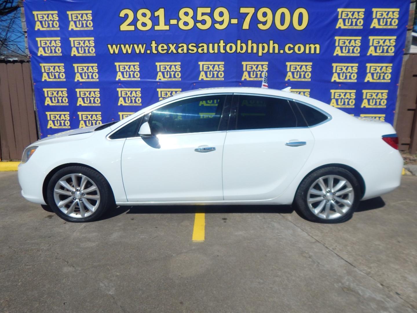 2013 WHITE Buick Verano Base (1G4PP5SK3D4) with an 2.4L L4 DOHC 16V FFV engine, 6-Speed Automatic transmission, located at 16710 Clay Rd., Houston, TX, 77084, (281) 859-7900, 0.000000, 0.000000 - Low Donw. Low Payments. - Photo#0