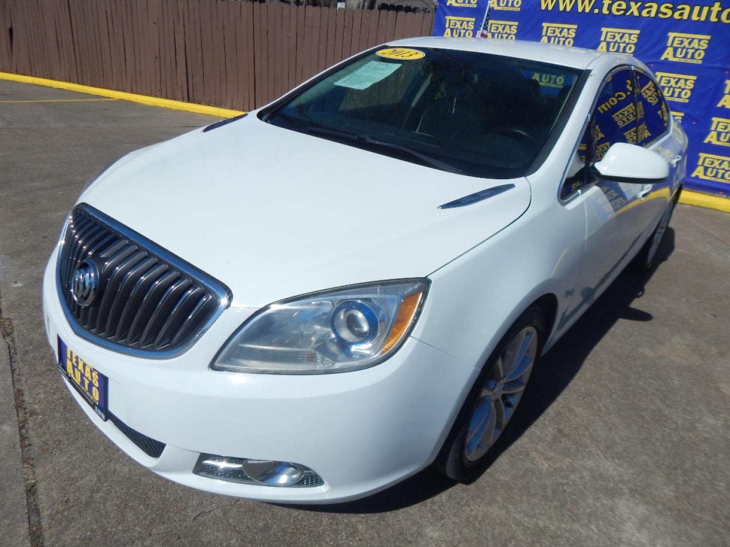 2013 WHITE Buick Verano Base (1G4PP5SK3D4) with an 2.4L L4 DOHC 16V FFV engine, 6-Speed Automatic transmission, located at 16710 Clay Rd., Houston, TX, 77084, (281) 859-7900, 0.000000, 0.000000 - Low Donw. Low Payments. - Photo#1