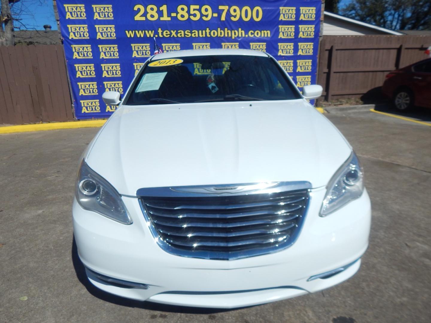 2013 WHITE Chrysler 200 Touring (1C3CCBBG6DN) with an 3.6L V6 DOHC 24V FFV engine, 6-Speed Automatic transmission, located at 16710 Clay Rd., Houston, TX, 77084, (281) 859-7900, 0.000000, 0.000000 - Low Donw. Low Payments. - Photo#2