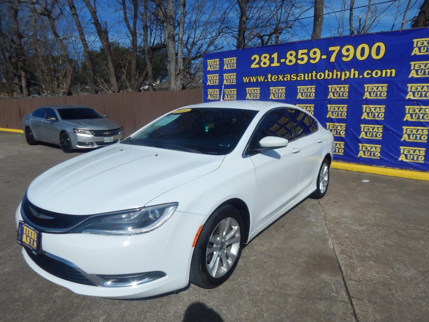 2016 WHITE Chrysler 200 Limited (1C3CCCAB7GN) with an 2.4L L4 DOHC 16V engine, 9A transmission, located at 16710 Clay Rd., Houston, TX, 77084, (281) 859-7900, 0.000000, 0.000000 - Low Down. Low Payments. - Photo#2