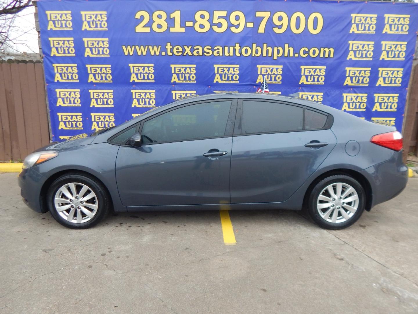 2014 BLUE Kia Forte EX (KNAFX4A68E5) with an 1.8L L4 DOHC 16V engine, 6-Speed Automatic transmission, located at 16710 Clay Rd., Houston, TX, 77084, (281) 859-7900, 0.000000, 0.000000 - Low Donw. Low Payments. - Photo#0