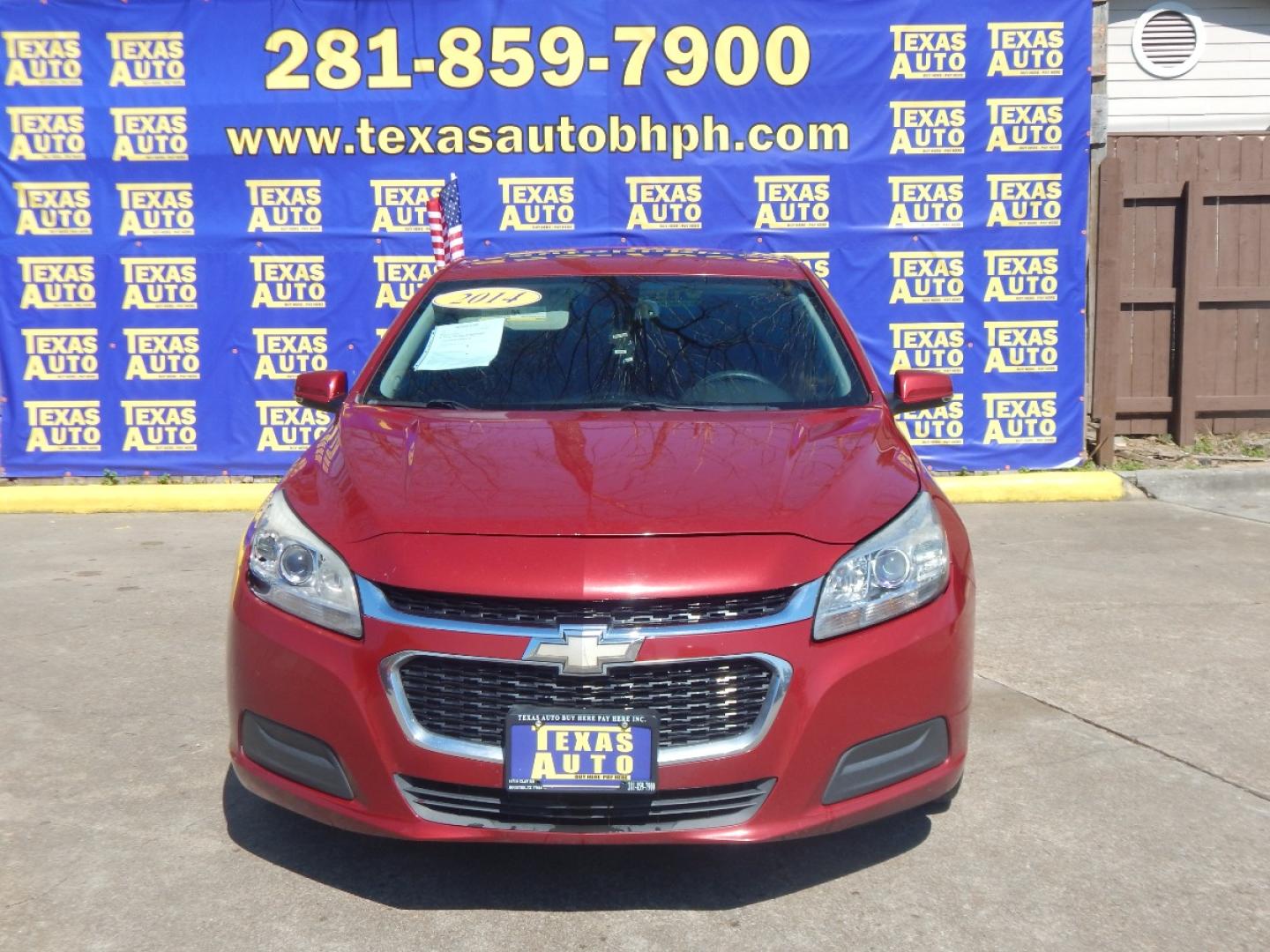 2014 RED Chevrolet Malibu 1LT (1G11C5SL0EF) with an 2.5L L4 DOHC 16V engine, 6-Speed Automatic transmission, located at 16710 Clay Rd., Houston, TX, 77084, (281) 859-7900, 0.000000, 0.000000 - Low Down. Low Payments. - Photo#1