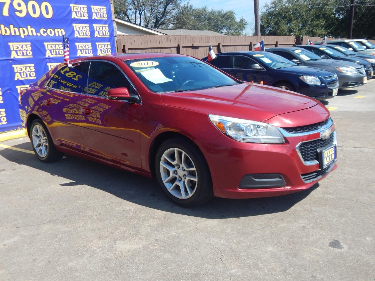 2014 RED Chevrolet Malibu 1LT (1G11C5SL0EF) with an 2.5L L4 DOHC 16V engine, 6-Speed Automatic transmission, located at 16710 Clay Rd., Houston, TX, 77084, (281) 859-7900, 0.000000, 0.000000 - Low Down. Low Payments. - Photo#3