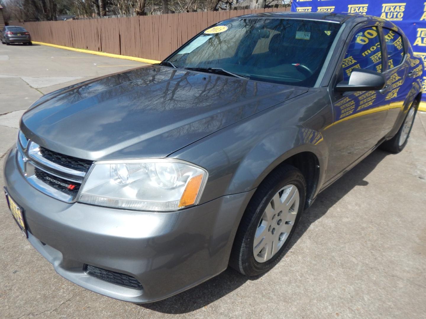 2013 GRAY Dodge Avenger Base (1C3CDZABXDN) with an 2.4L L4 DOHC 16V engine, 4-Speed Automatic transmission, located at 16710 Clay Rd., Houston, TX, 77084, (281) 859-7900, 0.000000, 0.000000 - Low Down. Low Payments. - Photo#1