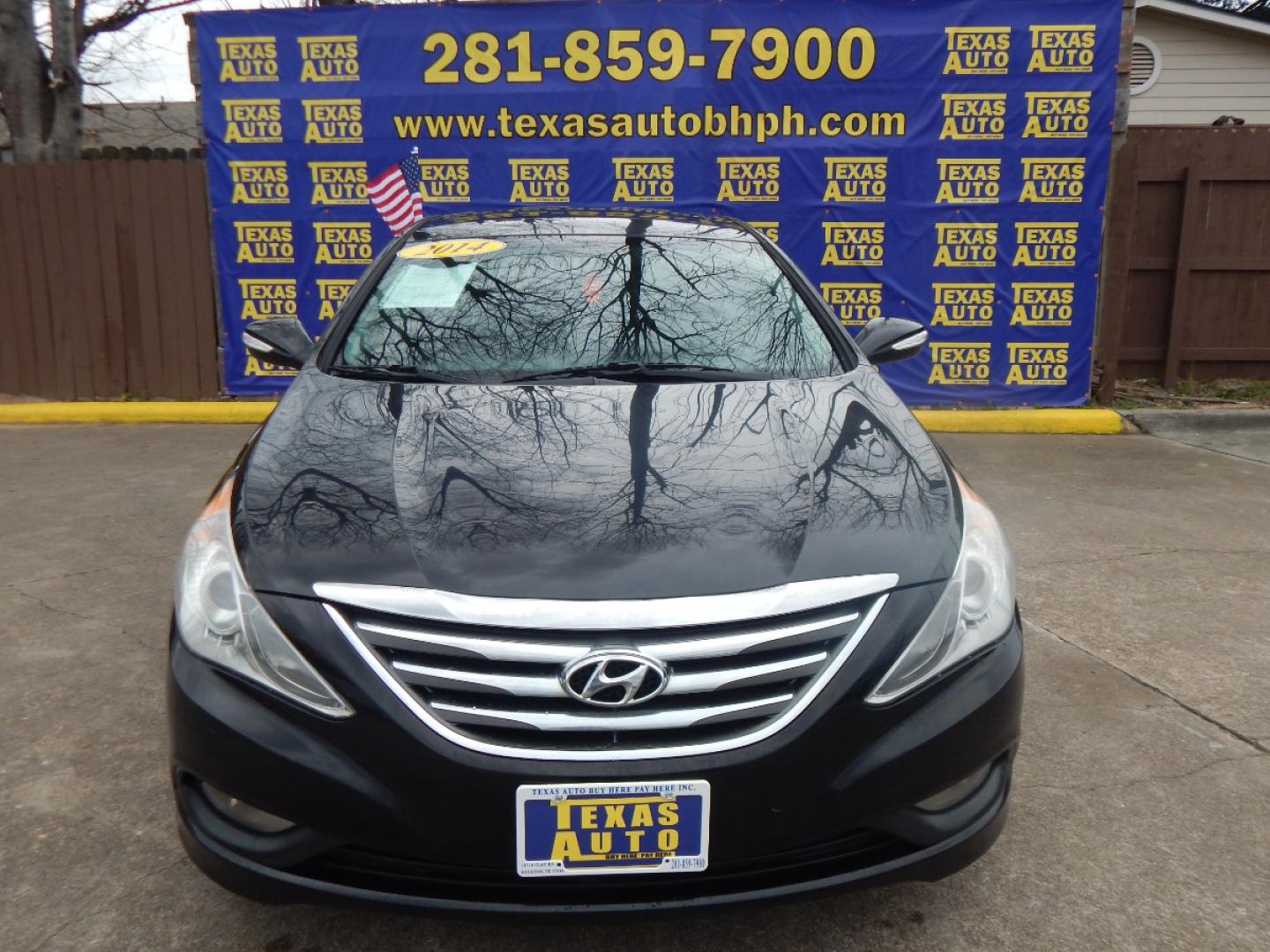 2014 BLACK Hyundai Sonata Limited Auto (5NPEC4AC7EH) with an 2.4L L4 DOHC 16V engine, 6-Speed Automatic transmission, located at 16710 Clay Rd., Houston, TX, 77084, (281) 859-7900, 0.000000, 0.000000 - Low Down. Low Payments. - Photo#1