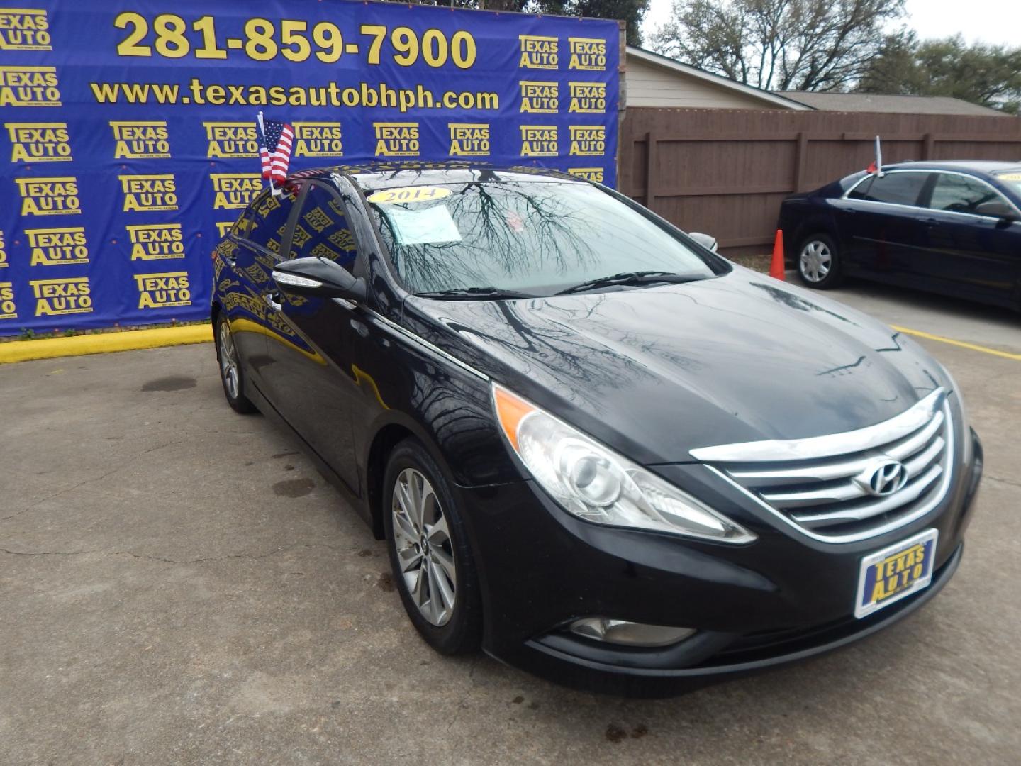 2014 BLACK Hyundai Sonata Limited Auto (5NPEC4AC7EH) with an 2.4L L4 DOHC 16V engine, 6-Speed Automatic transmission, located at 16710 Clay Rd., Houston, TX, 77084, (281) 859-7900, 0.000000, 0.000000 - Low Down. Low Payments. - Photo#3