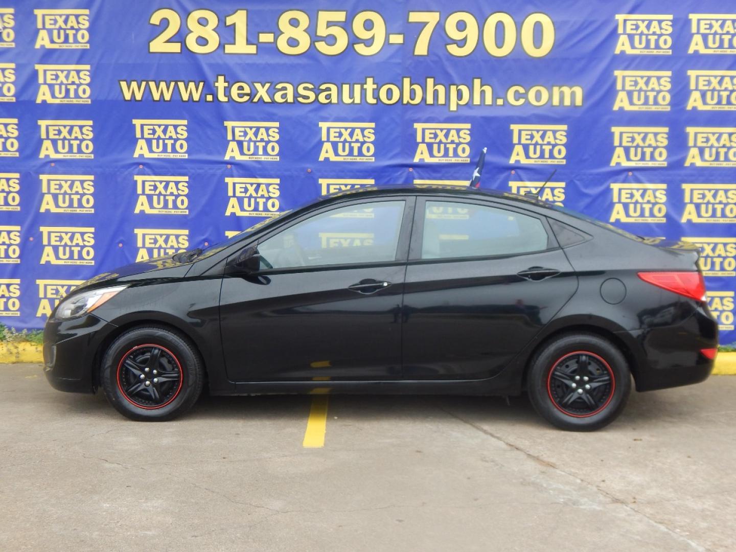 2017 BLACK Hyundai Accent SE 4-Door 6M (KMHCT4AE8HU) with an 1.6L L4 DOHC 16V engine, 6M transmission, located at 16710 Clay Rd., Houston, TX, 77084, (281) 859-7900, 0.000000, 0.000000 - Low Down. Low Payments. - Photo#0