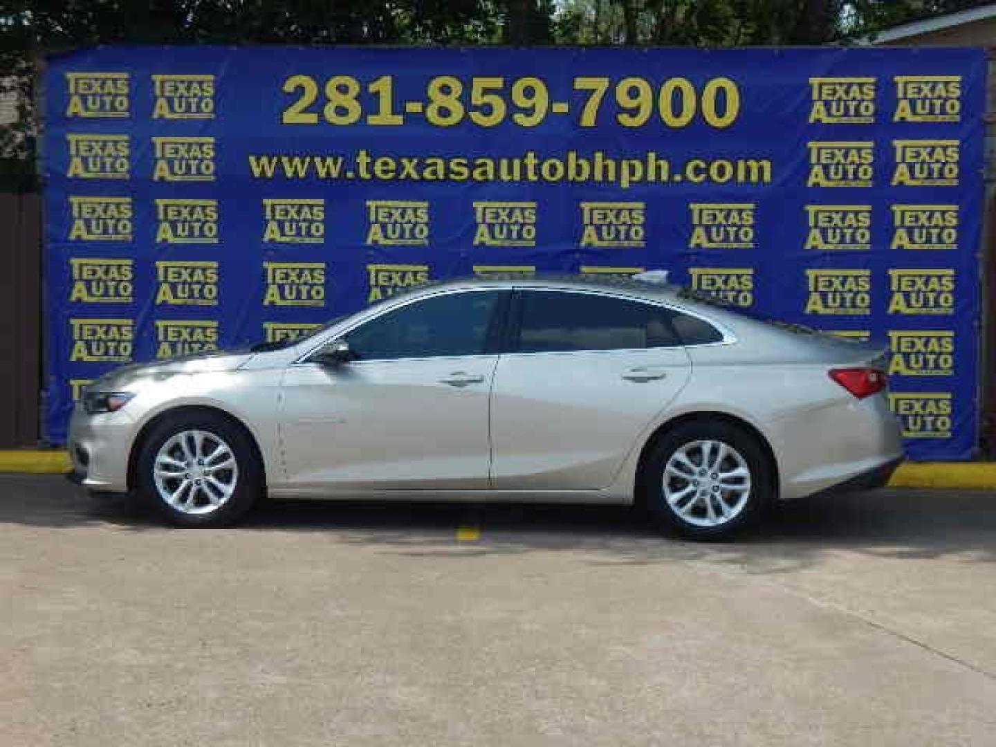 2016 GOLD Chevrolet Malibu 1LT (1G1ZE5ST4GF) with an 1.5L L4 DOHC 16V engine, 6A transmission, located at 16710 Clay Rd., Houston, TX, 77084, (281) 859-7900, 0.000000, 0.000000 - Low Down. Low Payments. - Photo#0