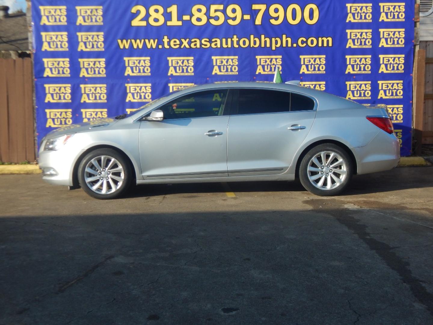 2016 SILVER BUICK LACROSSE Leather Package (1G4GB5G31GF) with an 3.6L V6 DOHC 24V FFV engine, 6-SPEED AUTOMATIC transmission, located at 16710 Clay Rd., Houston, TX, 77084, (281) 859-7900, 0.000000, 0.000000 - Low Donw. Low Payments. - Photo#0