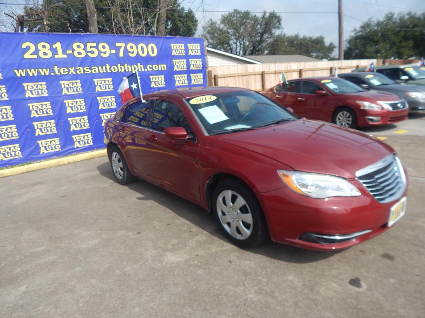 2014 RED CHRYSLER 200 LX (1C3CCBAB7EN) with an 2.4L L4 DOHC 16V engine, 6-SPEED AUTOMATIC transmission, located at 16710 Clay Rd., Houston, TX, 77084, (281) 859-7900, 0.000000, 0.000000 - Low Donw. Low Payments. - Photo#3