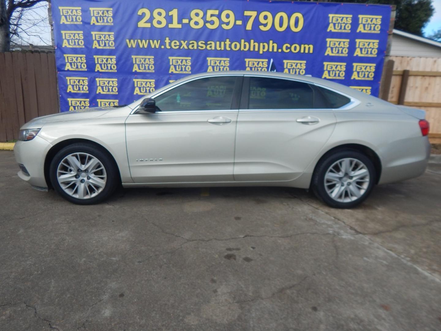 2014 GOLD CHEVROLET IMPALA LS (2G11Y5SL5E9) with an 2.5L L4 DOHC 16V engine, 6-SPEED AUTOMATIC transmission, located at 16710 Clay Rd., Houston, TX, 77084, (281) 859-7900, 0.000000, 0.000000 - Low Donw. Low Payments. - Photo#0