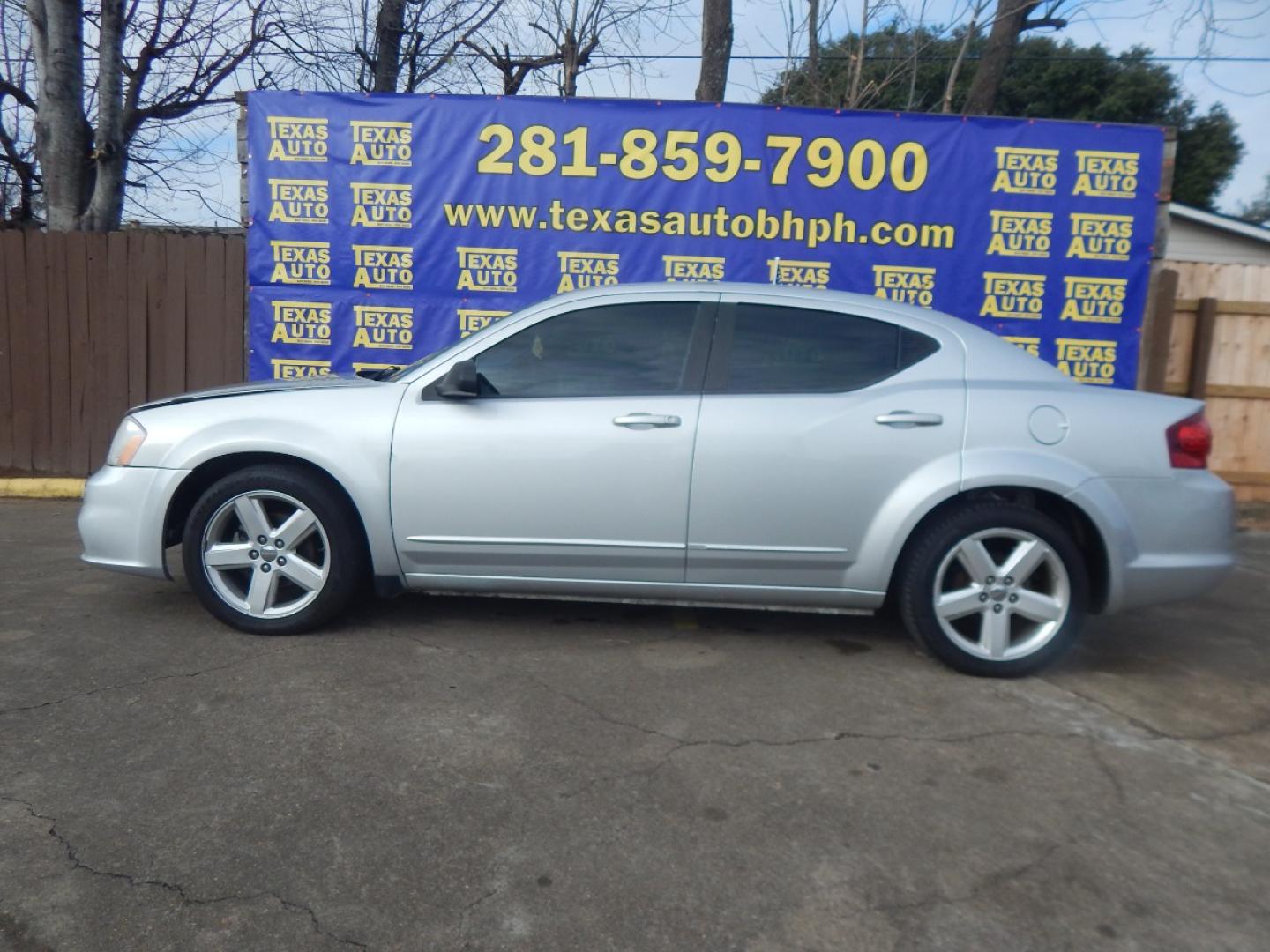 2012 SILVER DODGE AVENGER Base (1C3CDZAB1CN) with an 2.4L L4 DOHC 16V engine, 4-SPEED AUTOMATIC transmission, located at 16710 Clay Rd., Houston, TX, 77084, (281) 859-7900, 0.000000, 0.000000 - Low Donw. Low Payments. - Photo#0