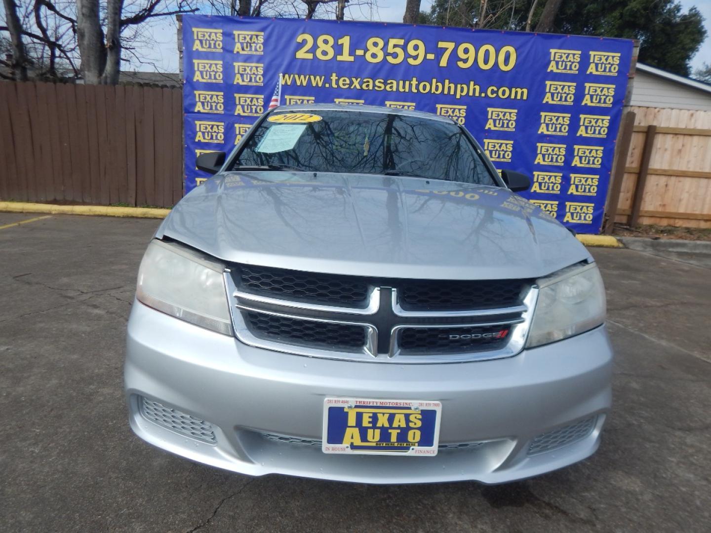 2012 SILVER DODGE AVENGER Base (1C3CDZAB1CN) with an 2.4L L4 DOHC 16V engine, 4-SPEED AUTOMATIC transmission, located at 16710 Clay Rd., Houston, TX, 77084, (281) 859-7900, 0.000000, 0.000000 - Low Donw. Low Payments. - Photo#1