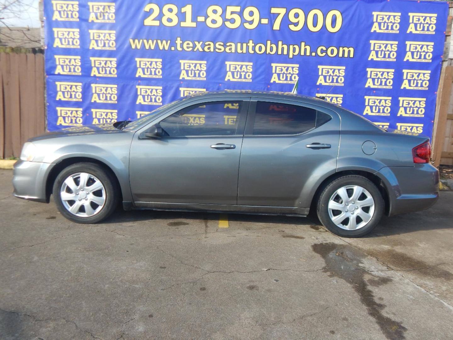 2013 GRAY DODGE AVENGER Base (1C3CDZAB5DN) with an 2.4L L4 DOHC 16V engine, 4-SPEED AUTOMATIC transmission, located at 16710 Clay Rd., Houston, TX, 77084, (281) 859-7900, 0.000000, 0.000000 - Low Donw. Low Payments. - Photo#0