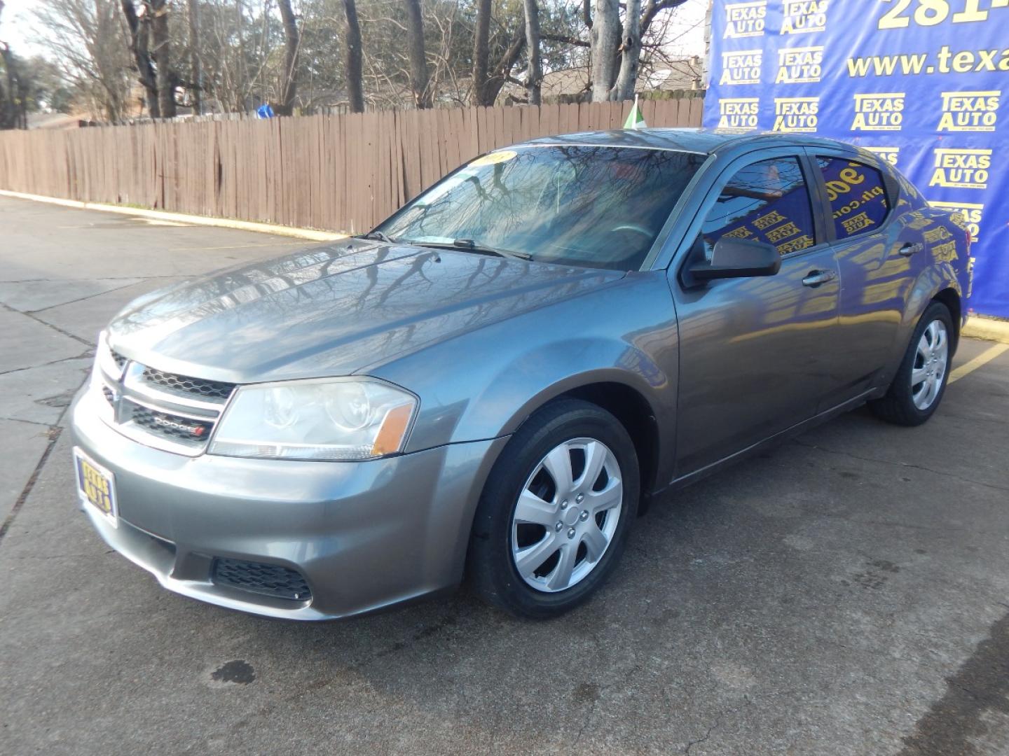 2013 GRAY DODGE AVENGER Base (1C3CDZAB5DN) with an 2.4L L4 DOHC 16V engine, 4-SPEED AUTOMATIC transmission, located at 16710 Clay Rd., Houston, TX, 77084, (281) 859-7900, 0.000000, 0.000000 - Low Donw. Low Payments. - Photo#2