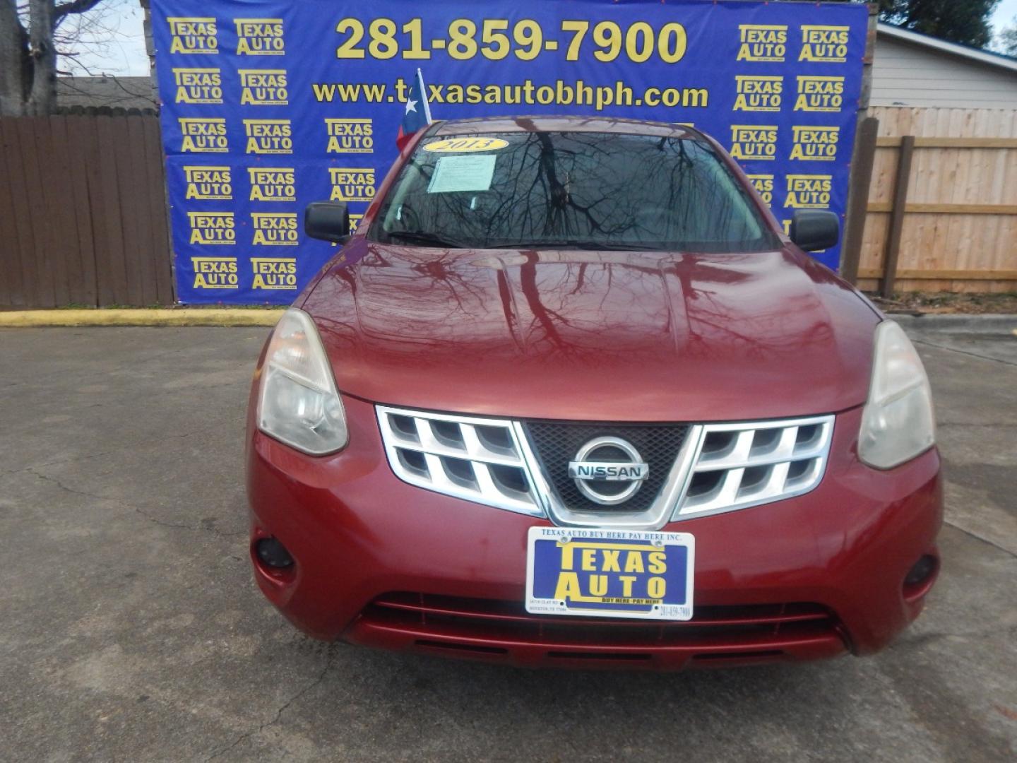 2013 RED NISSAN ROGUE S 2WD (JN8AS5MT2DW) with an 2.5L L4 DOHC 16V engine, CVT transmission, located at 16710 Clay Rd., Houston, TX, 77084, (281) 859-7900, 0.000000, 0.000000 - Low Donw. Low Payments. - Photo#1