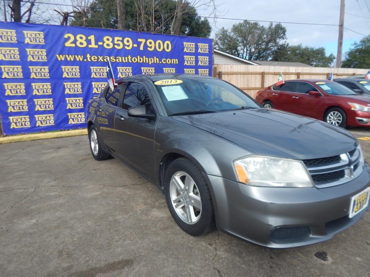 2013 GRAY DODGE AVENGER SE (1C3CDZAG9DN) with an 3.6L V6 DOHC 24V FFV engine, 6-SPEED AUTOMATIC transmission, located at 16710 Clay Rd., Houston, TX, 77084, (281) 859-7900, 0.000000, 0.000000 - Low Donw. Low Payments. - Photo#3