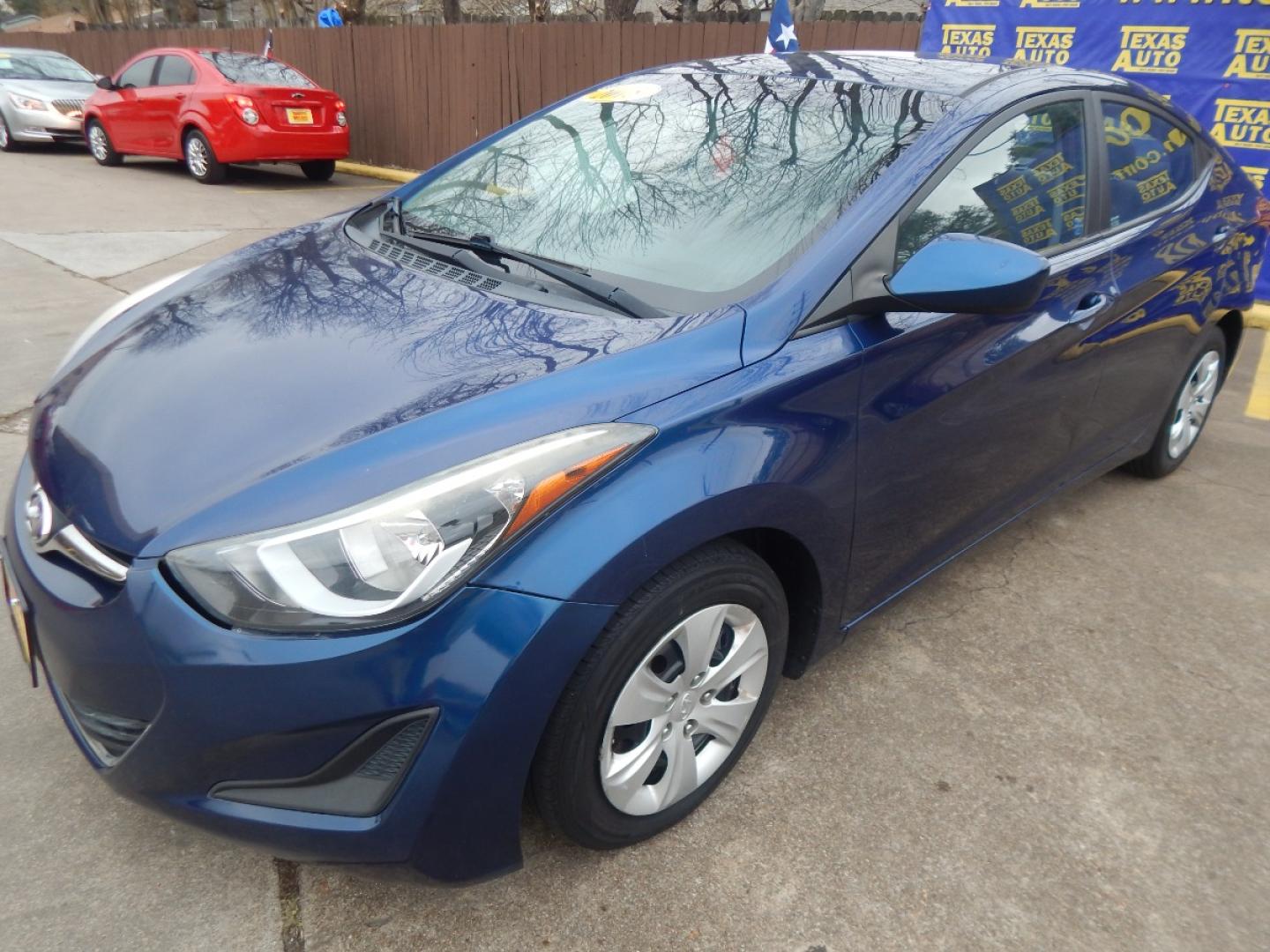 2016 BLUE HYUNDAI ELANTRA Limited (5NPDH4AE8GH) with an 1.8L L4 DOHC 16V engine, 6-SPEED AUTOMATIC transmission, located at 16710 Clay Rd., Houston, TX, 77084, (281) 859-7900, 0.000000, 0.000000 - Low Donw. Low Payments. - Photo#1