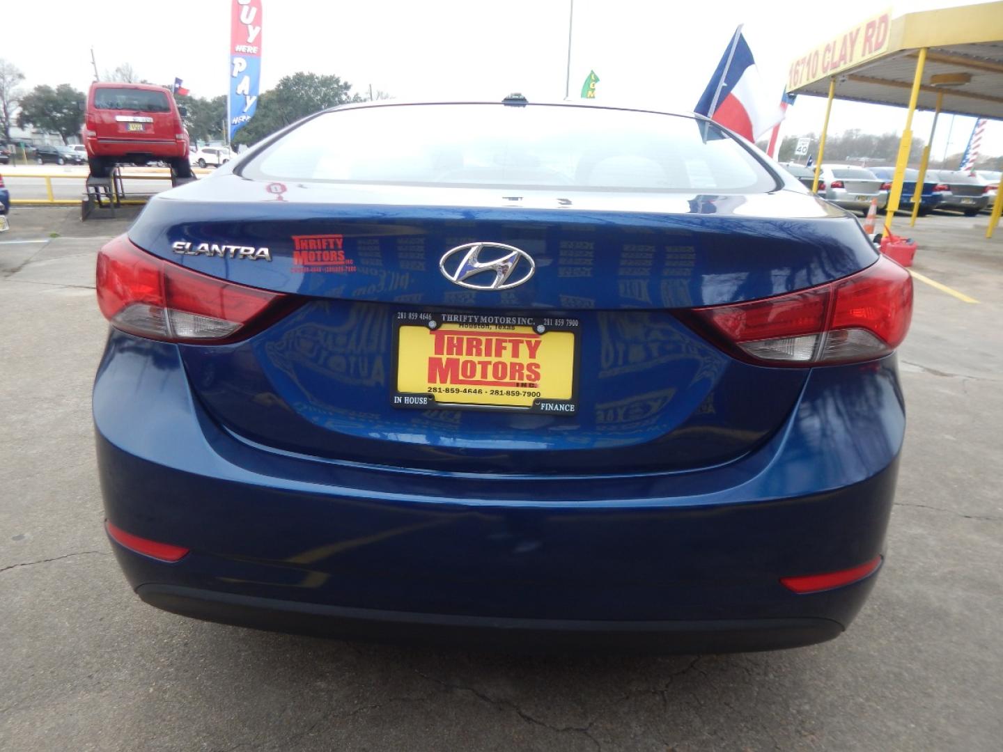 2016 BLUE HYUNDAI ELANTRA Limited (5NPDH4AE8GH) with an 1.8L L4 DOHC 16V engine, 6-SPEED AUTOMATIC transmission, located at 16710 Clay Rd., Houston, TX, 77084, (281) 859-7900, 0.000000, 0.000000 - Low Donw. Low Payments. - Photo#5